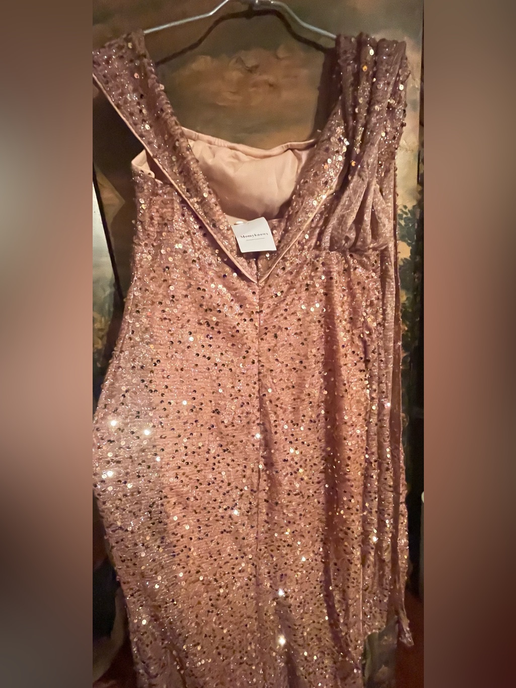 Sparkling Sequin Maxi Dress In Dusty Rose — image 6 of 8